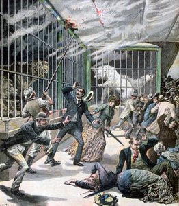 El incidente en la casa de fieras, Montceau-les-Mines, Francia, 1891 de Henri Meyer