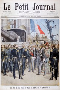 El rey y la reina de Italia a bordo del acorazado francés Brennus, 1899 de Henri Meyer