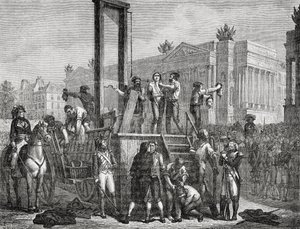 La ejecución de Robespierre y sus seguidores en 1794, grabado por Jonnard