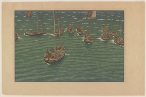 Barcos anclados en Tréboul, lámina 5 de "Le Beau Pays de Bretagne de Henri Rivière