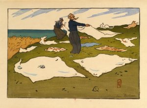 Mujeres secando ropa (Saint-Briac) de Henri Rivière