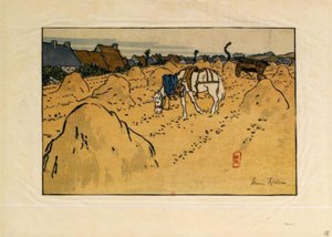 Un caballo y el pueblo de La Chapelle (Saint-Briac)