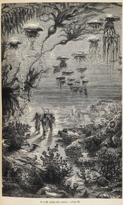 Ilustración de "20 000 leguas de viaje submarino" de Julio Verne