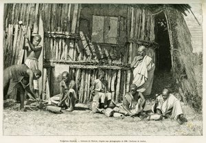 Herreros abisinios. Grabado de Thiriat, a partir de una fotografía, para ilustrar la historia Viaje al Choa (Abyssinie meridionale). de Henri Thiriat