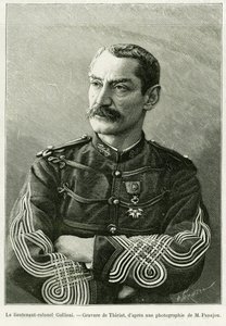 Teniente Coronel Joseph Gallieni (1849-1916). Grabado por Thiriat, para ilustrar la historia Dos campañas en el Sudán francés de Henri Thiriat