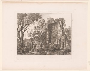 Acompañante en un paisaje con ruinas de Henri Thomann