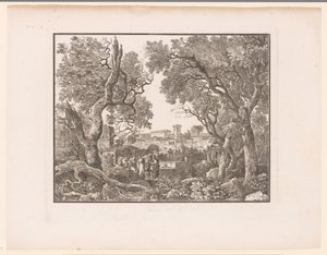 Paisaje con una ciudad de fondo de Henri Thomann