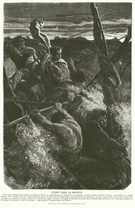 Julio César, disfrazado de esclavo, revelando su identidad a la tripulación de un barco atrapado en una tormenta mientras cruzaba el mar Adriático, 48 a.C. de Henri de (after) Montaut