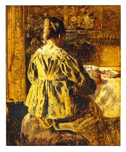 La comida o la mujer vista de espaldas (óleo sobre lienzo) de Henri de Braekeleer