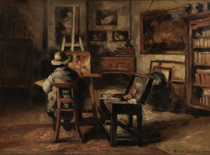 El estudio de Ferdinand De Braekeleer I, padre del pintor de Henri de Braekeleer