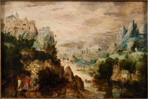 Paisaje con el camino a Emaús, c.1540 de Henri de Herri met de Bles