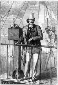 Ilustración del libro "De la Tierra a la Luna" de Jules Verne, edición Hetzel