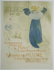 Poster voor de expositie van de serie Elles van Toulouse-Lautrec bij la Plume Ellos de Toulouse-Lautrec. Litografías publicadas por G. Pellet 9, Quai Voltaire en París. Expuesto en La Plume 31, Rue Bonaparte, desde el 22 de abril de 1896 (título sobre el o de Henri de Toulouse Lautrec