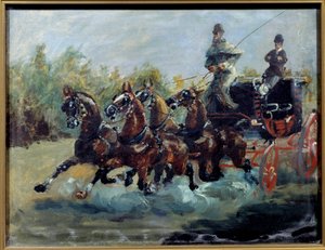Alphonse de Toulouse Lautrec conduciendo su coche de correo de Henri de Toulouse Lautrec