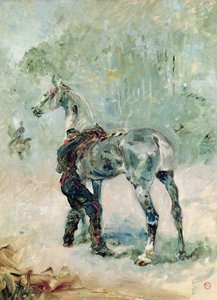 Artillero ensillando su caballo, 1879 de Henri de Toulouse Lautrec