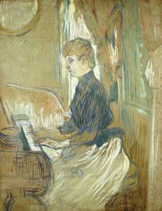 En el piano, Madame Juliette Pascal en el salón del Chateau de Malrome, 1896 de Henri de Toulouse Lautrec