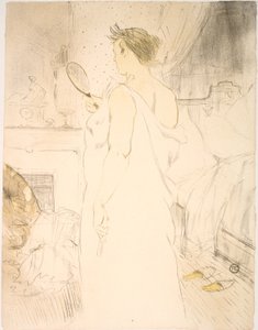 Mujer con espejo de mano de Henri de Toulouse Lautrec