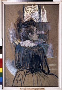 Mujer en la ventana. Dibujo de Henri de Toulouse-Lautrec (Toulouse Lautrec de Henri de Toulouse Lautrec