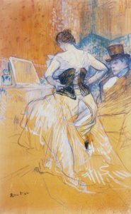 Mujer poniéndose el corsé, conquista pasajera de Henri de Toulouse Lautrec