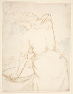 Femme qui se lave, la toilette (Mujer en su toilette, lavándose), de la serie Elles de Henri de Toulouse Lautrec