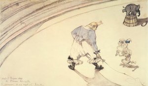 En el circo: El payaso Footit con perro caniche y elefante de Henri de Toulouse Lautrec