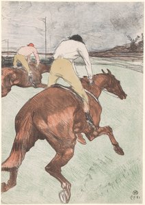 "El jockey" Dos jinetes a caballo Le jockey (título original) Carreras de caballos (título de la serie) Cursos (título de la serie) de Henri de Toulouse Lautrec