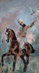 El conde Alphonse de Toulouse-Lautrec como halconero de Henri de Toulouse Lautrec