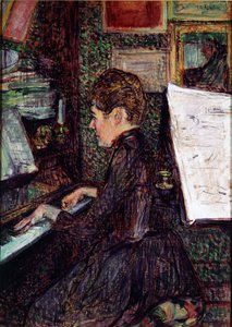 Señorita Dihau en el piano de Henri de Toulouse Lautrec