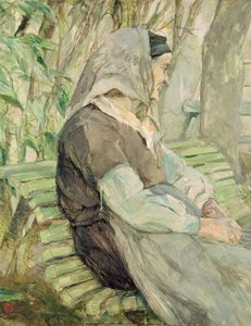 Anciana sentada en un banco en Celeyran de Henri de Toulouse Lautrec