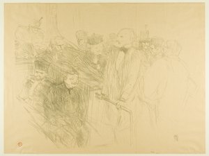 El juicio de Arton, Ribot dando testimonio (segunda placa) de Henri de Toulouse Lautrec