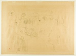 El juicio de Lebaudy, Mademoiselle Marsy dando testimonio de Henri de Toulouse Lautrec