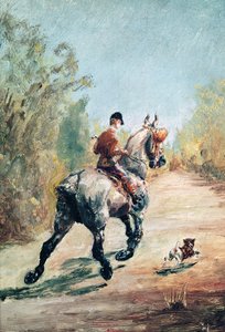 Jinete trotando con un perrito, 1879