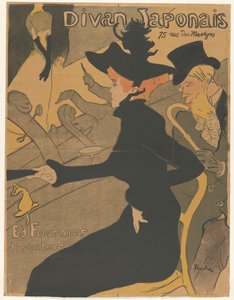 Mujer y hombre en la audiencia en un espectáculo de canto Divan Japonais (título sobre objeto) de Henri de Toulouse Lautrec
