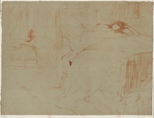 Mujer acostada de espaldas, Lassitude, placa diez de Elles de Henri de Toulouse Lautrec