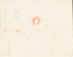 Mujer con una bandeja—Desayuno (Madame Baron y Mademoiselle Popo), placa dos de Elles de Henri de Toulouse Lautrec