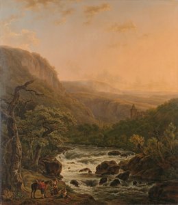 Río en las Ardenas al atardecer de Henri van Assche
