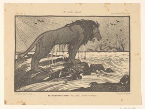 Caricatura de la inundación tormentosa de 1906 The Old Enemy (título sobre el objeto)