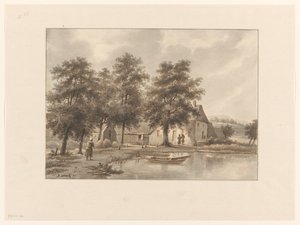 Vista de una granja junto al agua de Henricus Franciscus Wiertz (signed by artist)