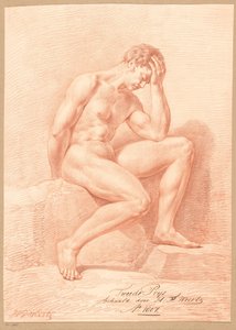 Desnudo masculino sentado, vista lateral (2º premio 1807) de Henricus Franciscus Wiertz