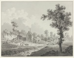 Paisaje con un molino de agua en un arroyo de Henricus Josephus Antonissen