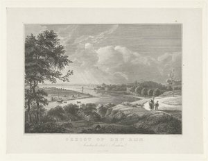 Vista del Rin debajo de Arnhem Vista sobre el Rin (título sobre el objeto) Escenas de los alrededores de la ciudad de Arnhem (título de serie) de Henricus Wilhelmus Couwenberg