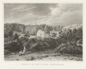 Vista de la finca y el castillo Rosendael Vista de la casa Rozendaal (título sobre objeto) Escenas de los alrededores de la ciudad de Arnhem (título de serie) de Henricus Wilhelmus Couwenberg