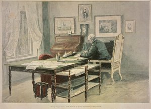 Príncipe Bismarck en su estudio en Friedrichsruh, c.1890 de Henriette Deppermann
