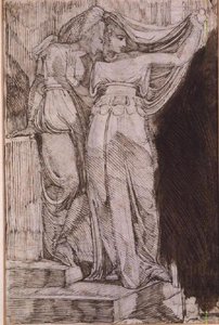 Dos figuras femeninas de pie en escalones, Roma, mayo de 1787