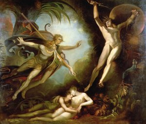 Satanás a partir del toque de la lanza de Ithuriel de Johann Heinrich Füssli