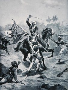 El teniente Roberts ganando su V.C., 2 de enero de 1858, ilustración de 