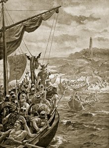 Un ataque de los daneses en Irlanda, ilustración de 