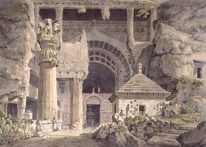 Excavaciones antiguas en Carli, lámina XIV, grabado por Daniel Havell (1785-1826) 1809