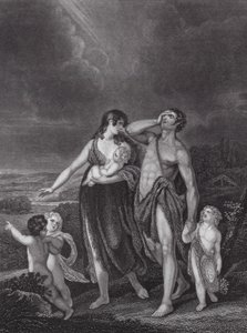 La partida de Caín, Génesis, cap. 4, v. 16 (grabado) de Henry (after) Singleton