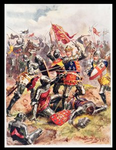 El rey Enrique V (1387-1422) lucha con valor heroico, ilustración de 